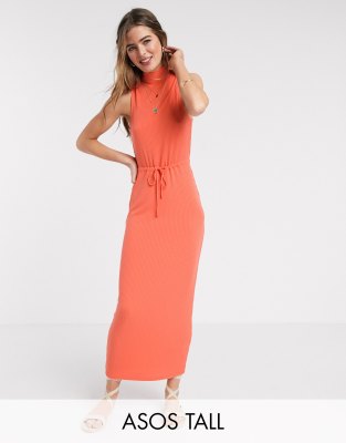 orange ribbed dress