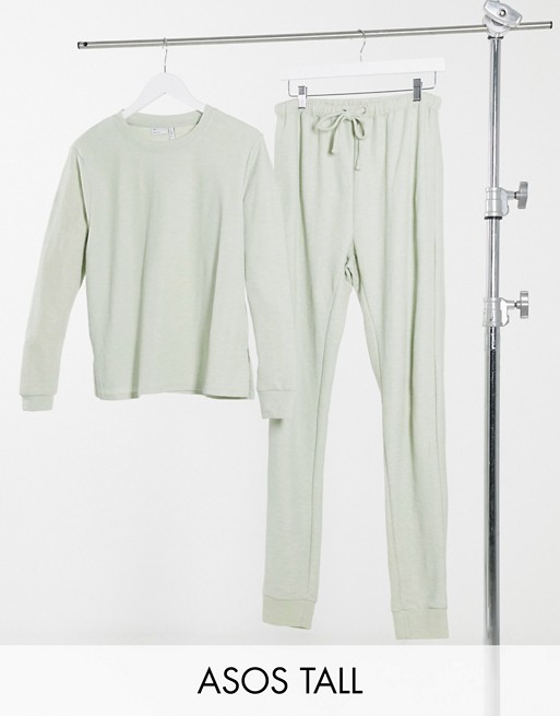 ASOS DESIGN Tall exclusive light weight sweat & jogger set in sage