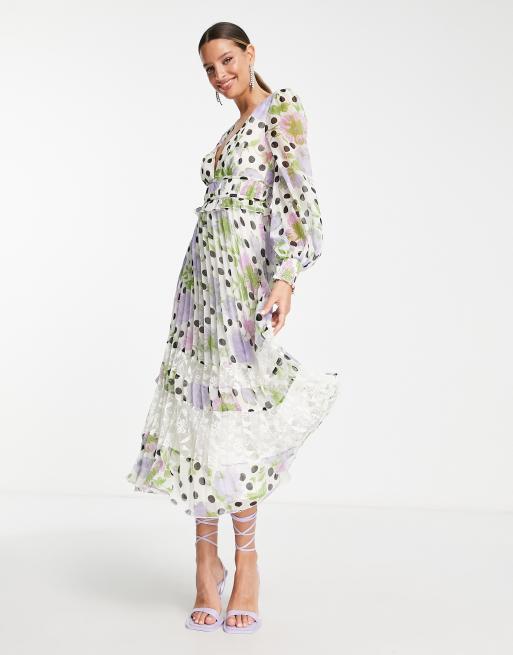 Asos floral shop pleated dress