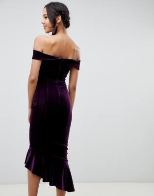 asos design structured velvet midi bodycon dress