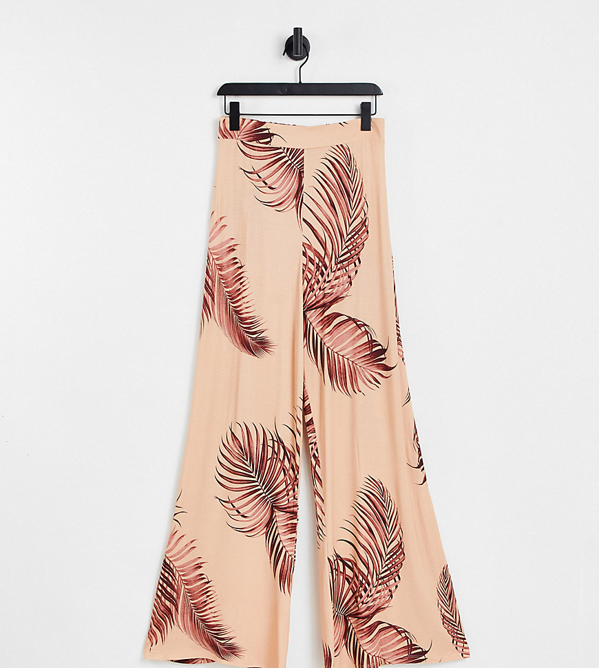 ASOS DESIGN Tall exclusive wide leg pants in palm print-Multi