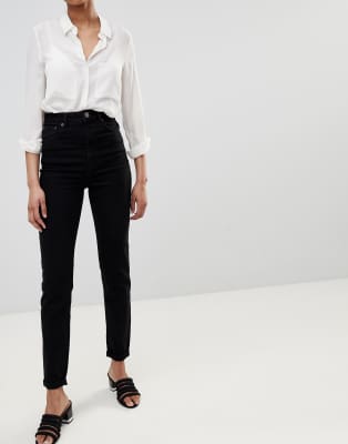 asos mom jeans black