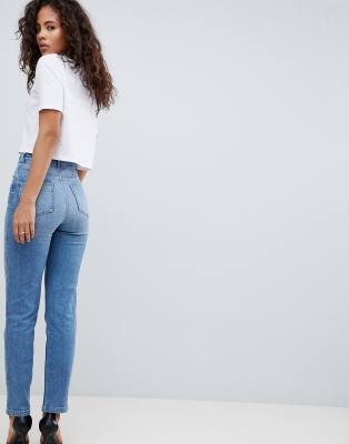 stone washed high waisted jeans