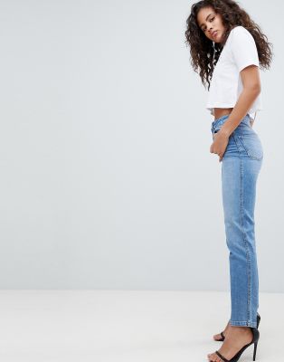 stonewash straight leg jeans