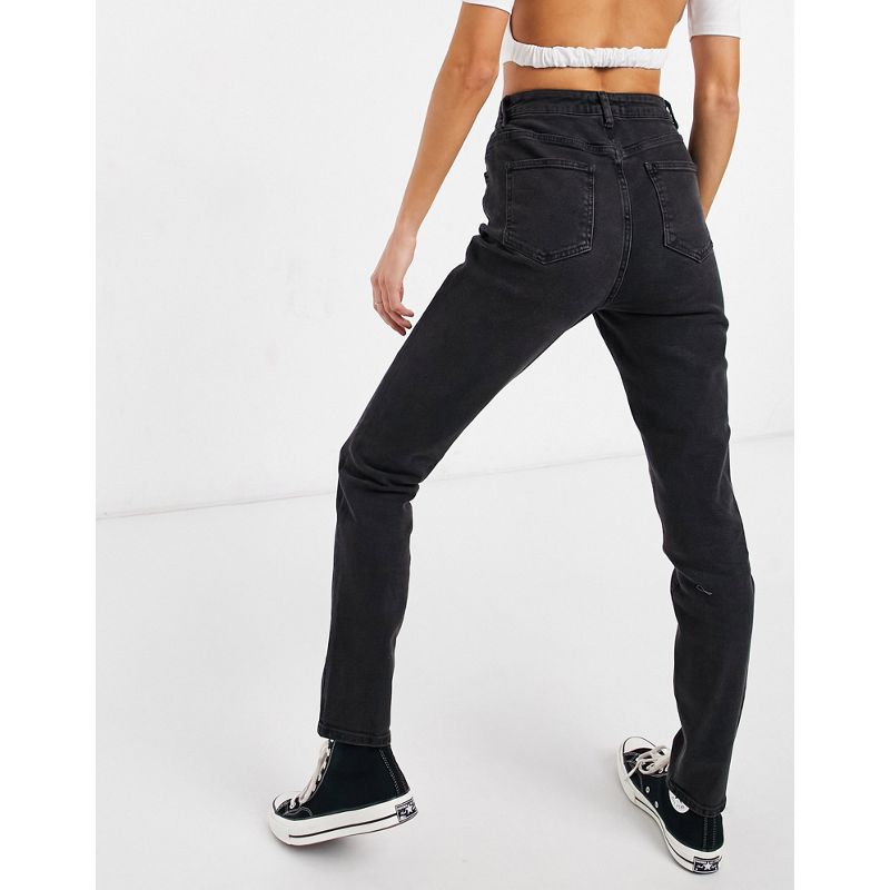 kz9bi Jeans slim DESIGN Tall - Farleigh - Mom jeans vita alta slim nero slavato