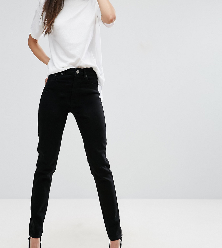 ASOS DESIGN Tall - Farleigh - Smalle mom jeans met hoge taille in clean black-Zwart