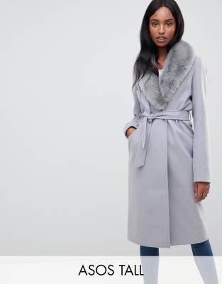 Asos fur collar clearance coat