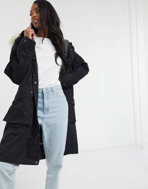 ASOS DESIGN Tall faux fur lined parka in black