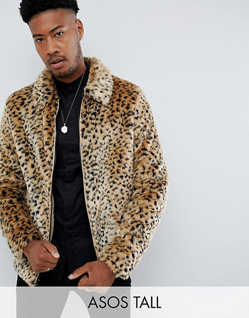 ASOS DESIGN Tall faux fur western jacket in leopard print