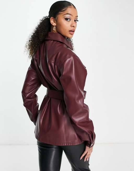 Berry faux hot sale leather jacket