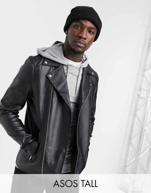 Asos leather hotsell jacket mens