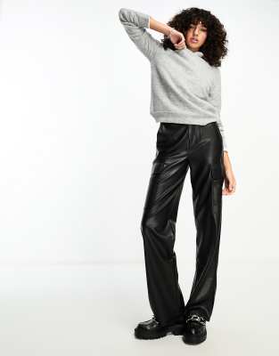 black leather cargo trousers