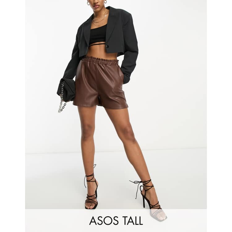 Leather 2025 shorts asos