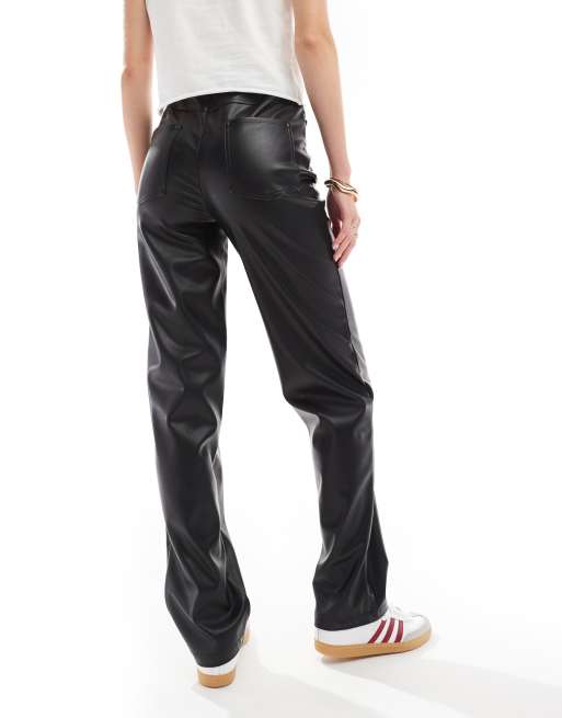 ASOS DESIGN Tall faux leather straight leg pants in black ASOS