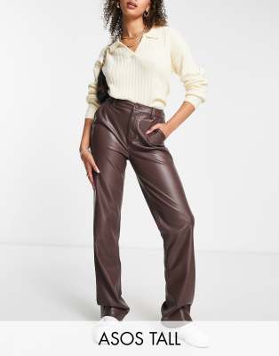 brown leather pants tall