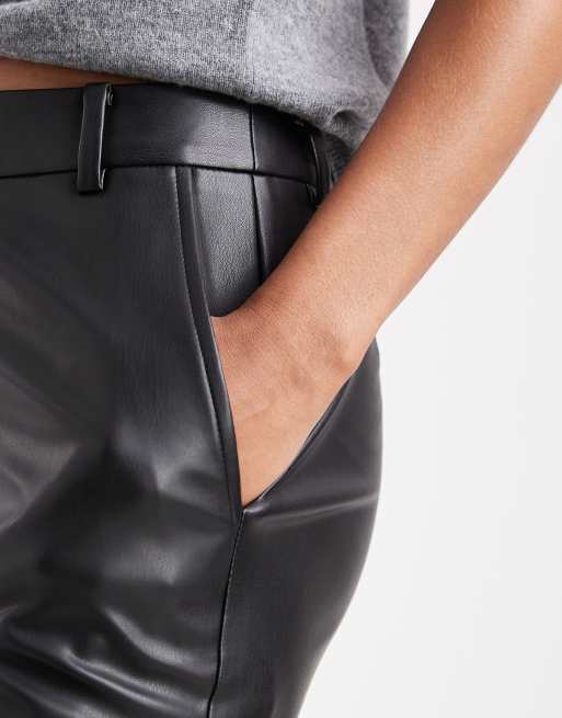 ASOS DESIGN Tall faux leather straight leg trousers in black, 3 of 5