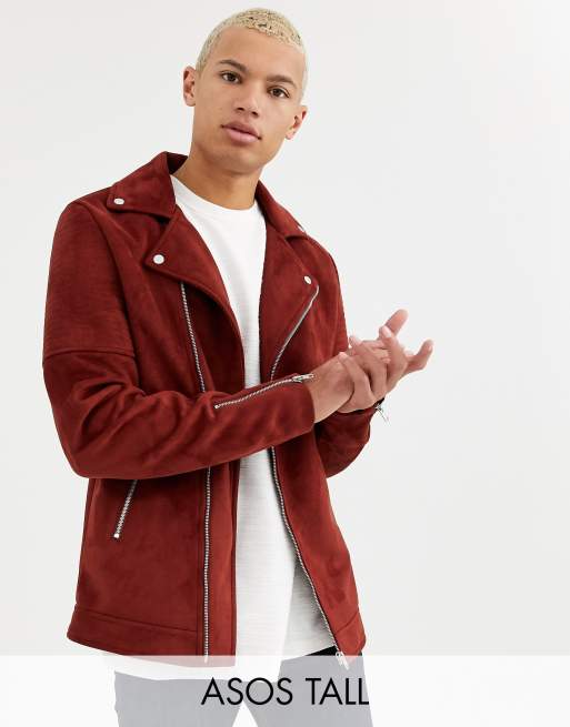 Burgundy suede shop biker jacket