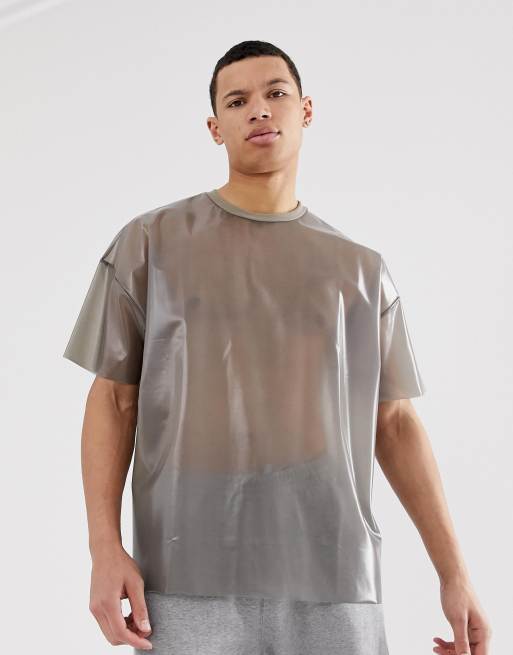 alarm søsyge Fremmed ASOS DESIGN Tall Festival oversized t-shirt in transparent fabric in black  | ASOS