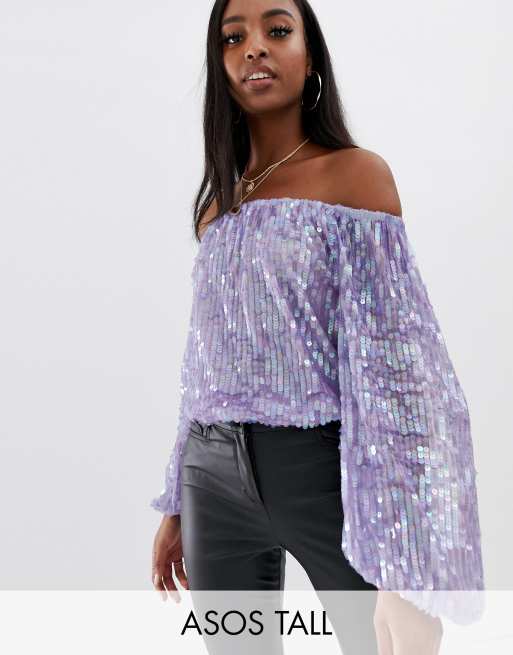 Lilac hot sale sequin top