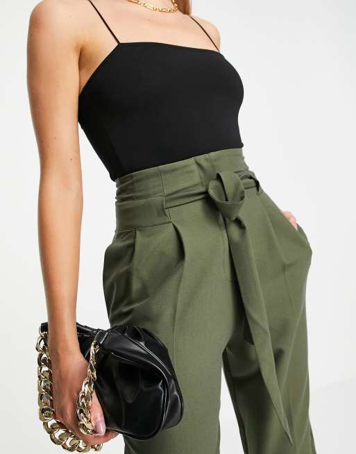 ASOS DESIGN Tall – Figursydda ankellånga byxor med knytning i midjan, 3 av 4