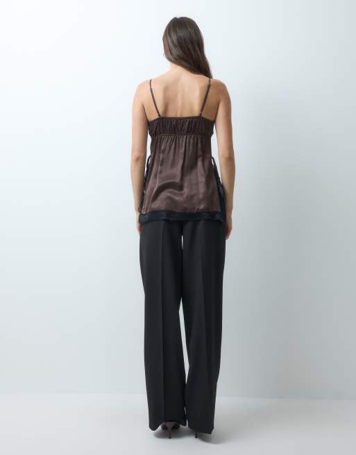 ASOS DESIGN Tall figursydda vida byxor med veckdetalj i svart, 4 av 5