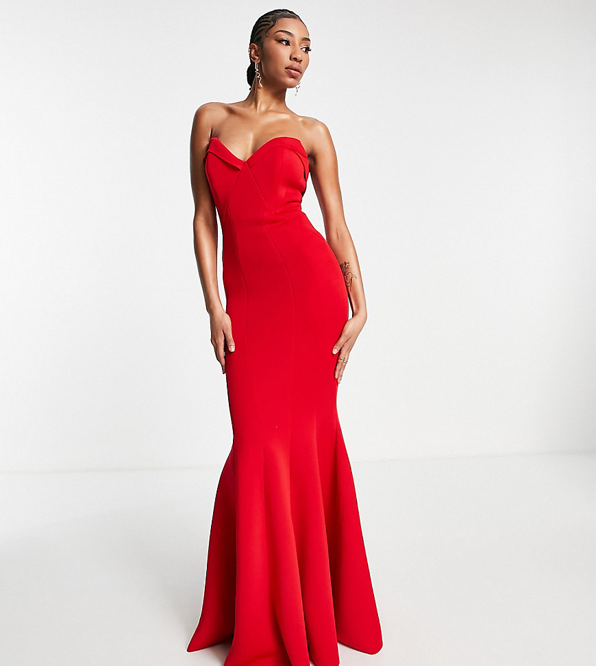 Asos Tall Asos Design Tall Fishtail Sweetheart Neck Maxi Dress In Hot ...