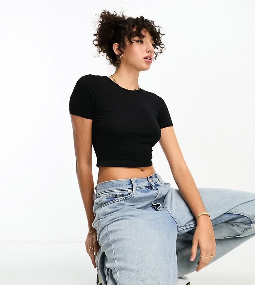 Asos Tall Asos Design Tall Fitted Crop T-shirt In Black