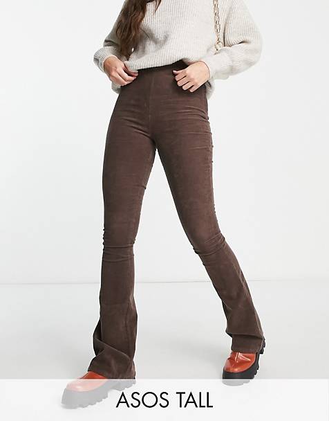 Dames Kleding voor voor Broeken ASOS Slanke Kick Flare-broek Met Siernaden in het Roze pantalons en chinos voor 7/8 broeken 