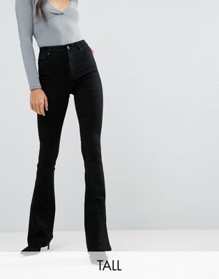 ASOS DESIGN - Tall - Flare jeans met geperste vouw in zwart