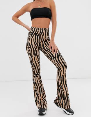 tiger print flare pants