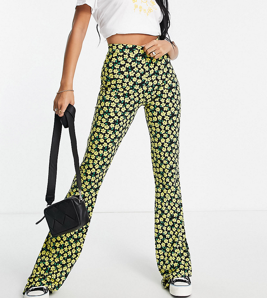 ASOS DESIGN Tall flare pants in yellow floral ditsy print-Multi