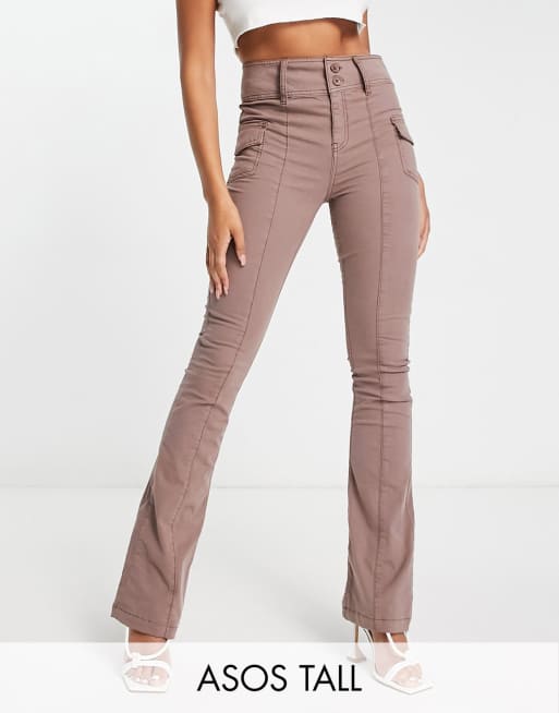 Flared Cargo Pants in Beige