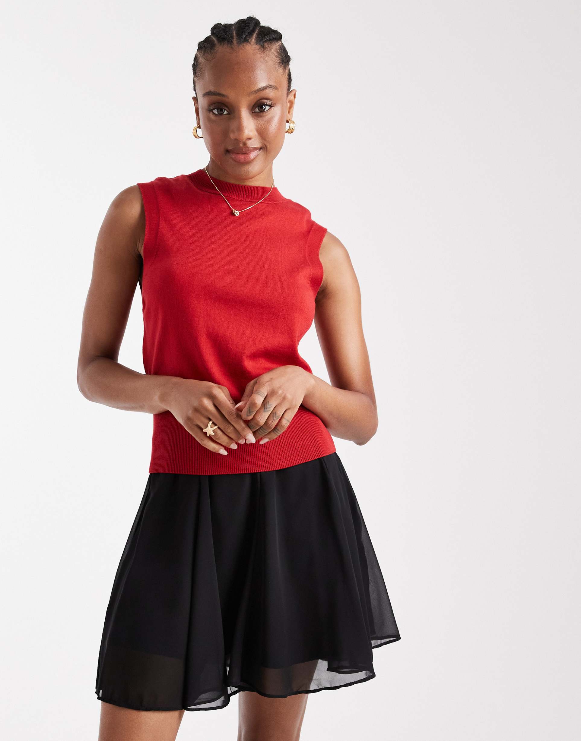 asos design tall flippy chiffon mini skirt in black