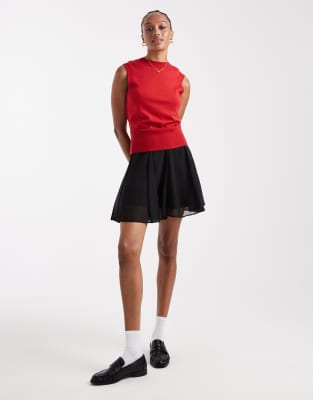 Asos Tall Asos Design Tall Flippy Chiffon Mini Skirt In Black
