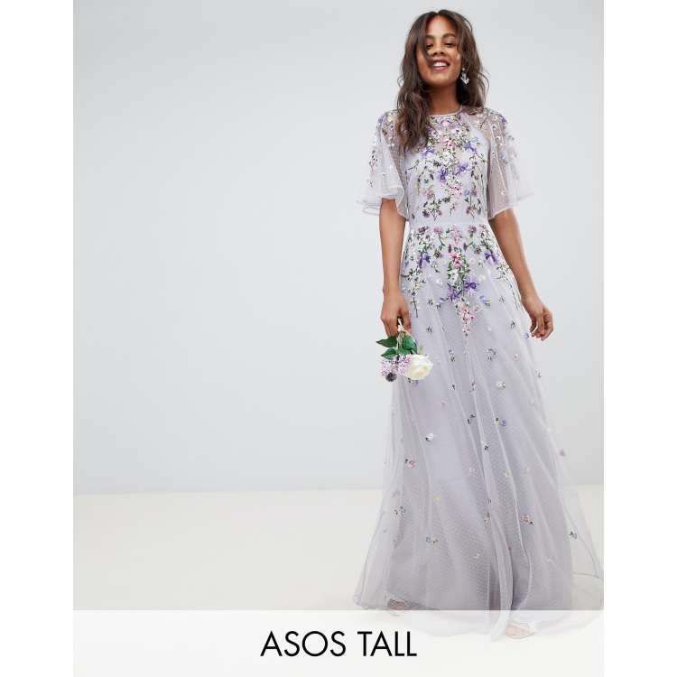 Asos design floral embroidered dobby hot sale mesh cami strap maxi dress