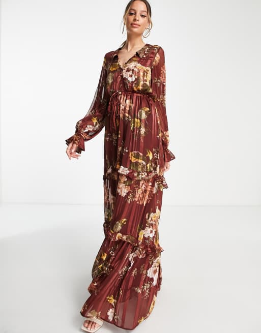 Floral tiered hot sale maxi dress