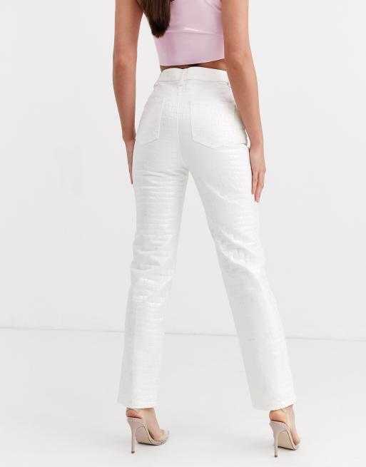 ASOS DESIGN Tall – Florence Authentic – Regnbågsskimrande jeans med raka ben och krokodilmönster, 2 av 4