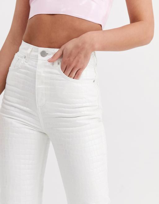 ASOS DESIGN Tall – Florence Authentic – Regnbågsskimrande jeans med raka ben och krokodilmönster, 3 av 4
