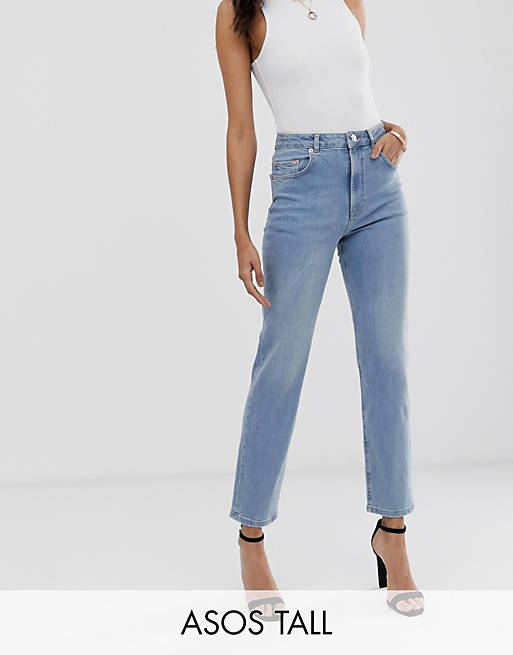 ASOS Florence authentic straight leg jeans low stretch denim in light vintage wash | ASOS