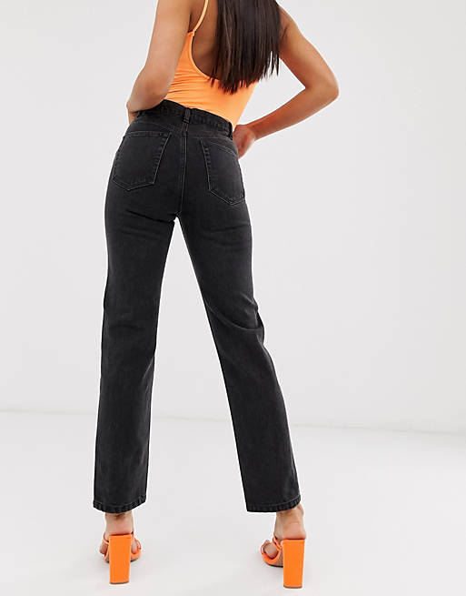 DESIGN Tall Florence authentic straight leg jeans in washed black | ASOS
