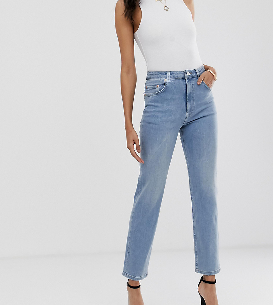 ASOS DESIGN - Tall - Florence - Authentieke jeans met rechte pijpen van stretchdenim in lichte vintage wassing-Blauw