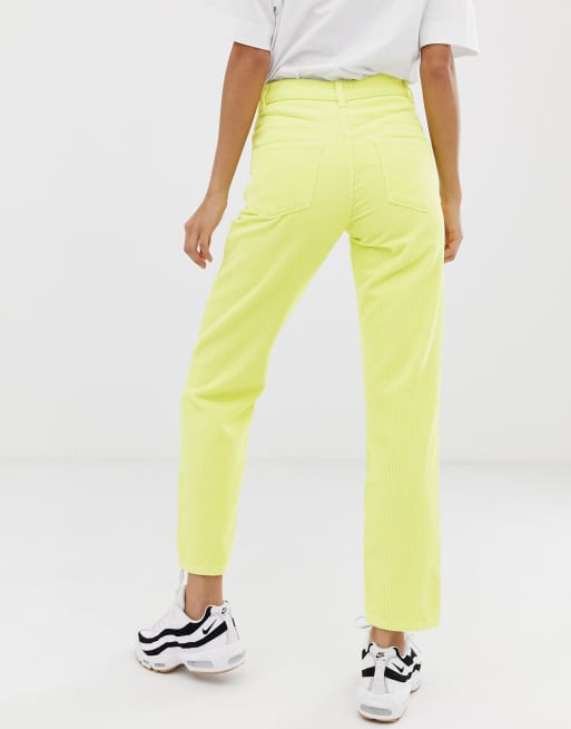 ASOS DESIGN Tall Florence - Neonowe żółte jeansy z prostymi nogawkami, 2 z 4