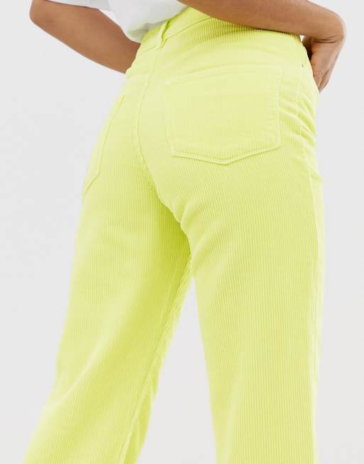 ASOS DESIGN Tall Florence - Neonowe żółte jeansy z prostymi nogawkami, 3 z 4