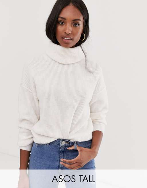 Asos Design Tall Fluffy Sweater With Cowl Neck In Recycled Blend | Asos