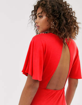 asos red backless dress