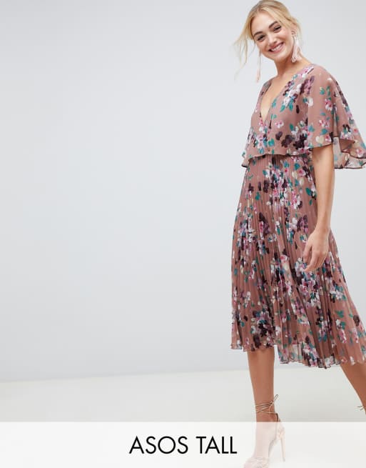 Asos design flutter sleeve midi dress with hotsell pleated skirt