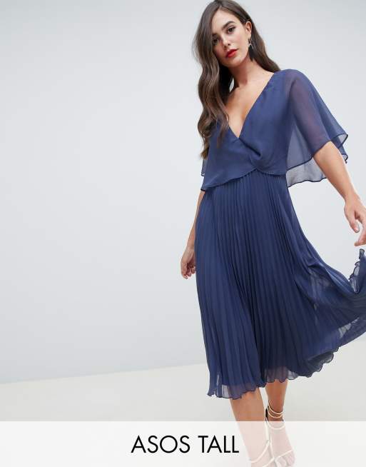 Asos design flutter sleeve midi dress with hotsell pleated skirt