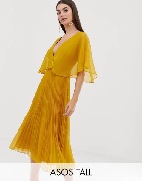 ASOS DESIGN Tall flutter sleeve midi dress with pleat skirt