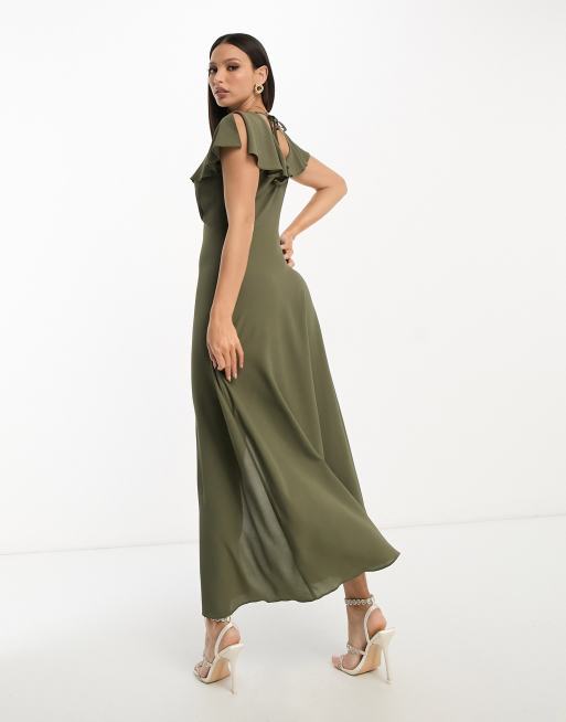 ASOS Design Flutter Sleeve Midi Tea Dress