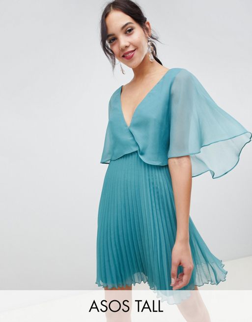 ASOS DESIGN Tall flutter sleeve mini dress with pleat skirt | ASOS